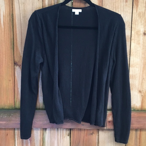 J Jill Cropped Open Black Linen Blend Cardigan GUC - Picture 5 of 8